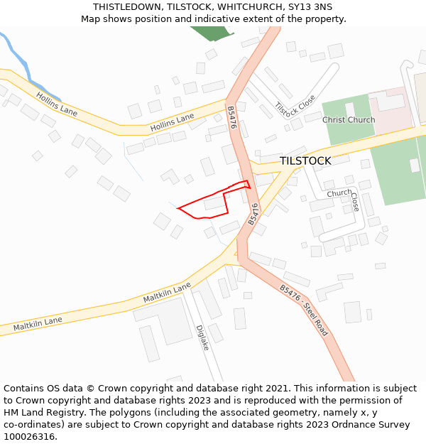 THISTLEDOWN, TILSTOCK, WHITCHURCH, SY13 3NS: Location map and indicative extent of plot