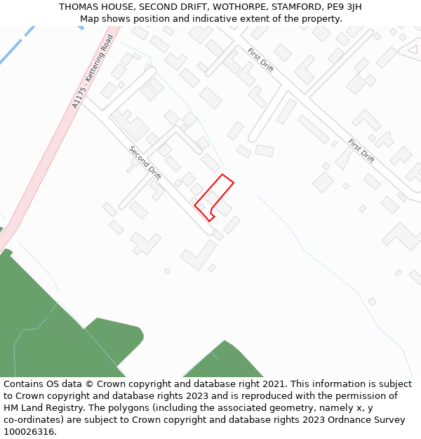 THOMAS HOUSE, SECOND DRIFT, WOTHORPE, STAMFORD, PE9 3JH: Location map and indicative extent of plot