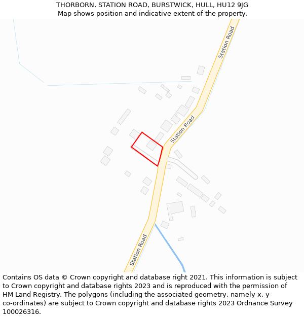 THORBORN, STATION ROAD, BURSTWICK, HULL, HU12 9JG: Location map and indicative extent of plot