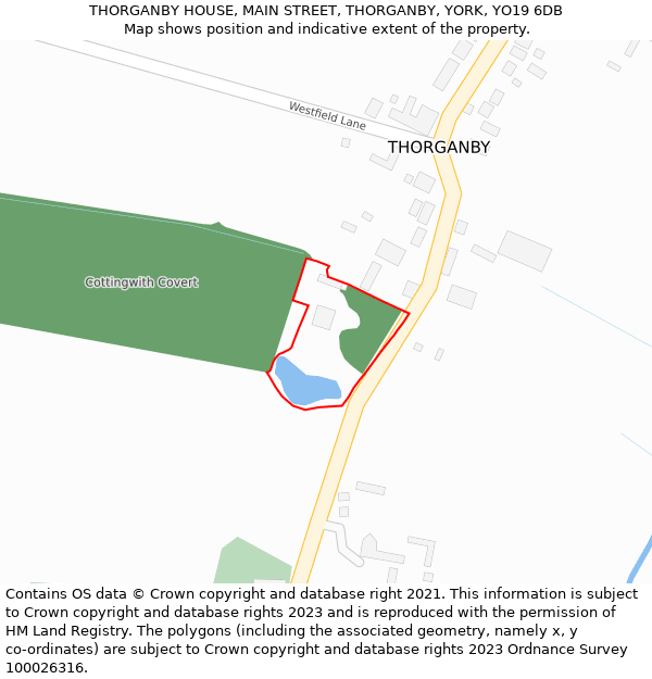 THORGANBY HOUSE, MAIN STREET, THORGANBY, YORK, YO19 6DB: Location map and indicative extent of plot