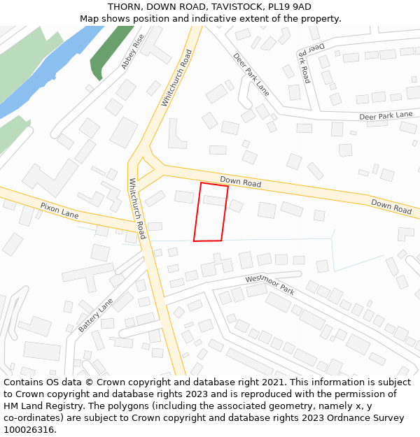 THORN, DOWN ROAD, TAVISTOCK, PL19 9AD: Location map and indicative extent of plot