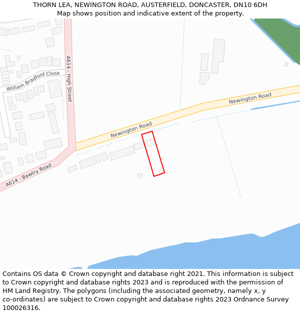 THORN LEA, NEWINGTON ROAD, AUSTERFIELD, DONCASTER, DN10 6DH: Location map and indicative extent of plot