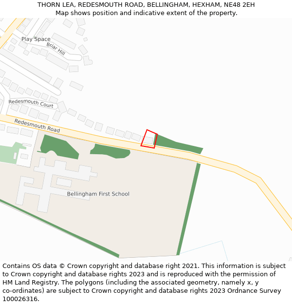 THORN LEA, REDESMOUTH ROAD, BELLINGHAM, HEXHAM, NE48 2EH: Location map and indicative extent of plot