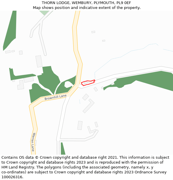 THORN LODGE, WEMBURY, PLYMOUTH, PL9 0EF: Location map and indicative extent of plot
