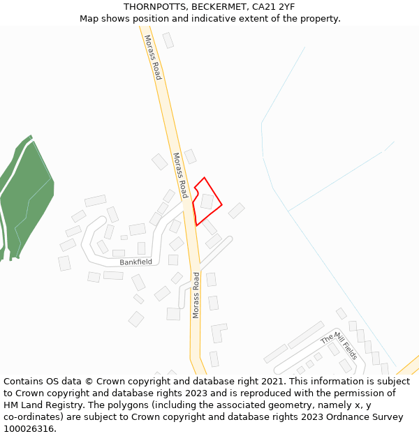 THORNPOTTS, BECKERMET, CA21 2YF: Location map and indicative extent of plot