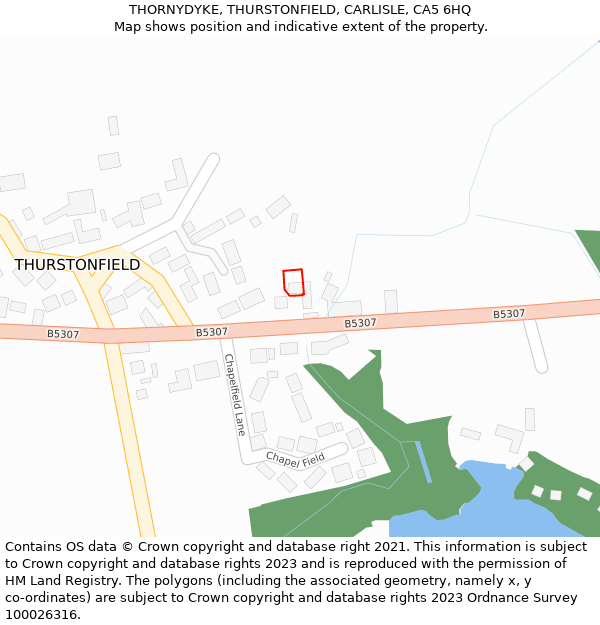 THORNYDYKE, THURSTONFIELD, CARLISLE, CA5 6HQ: Location map and indicative extent of plot