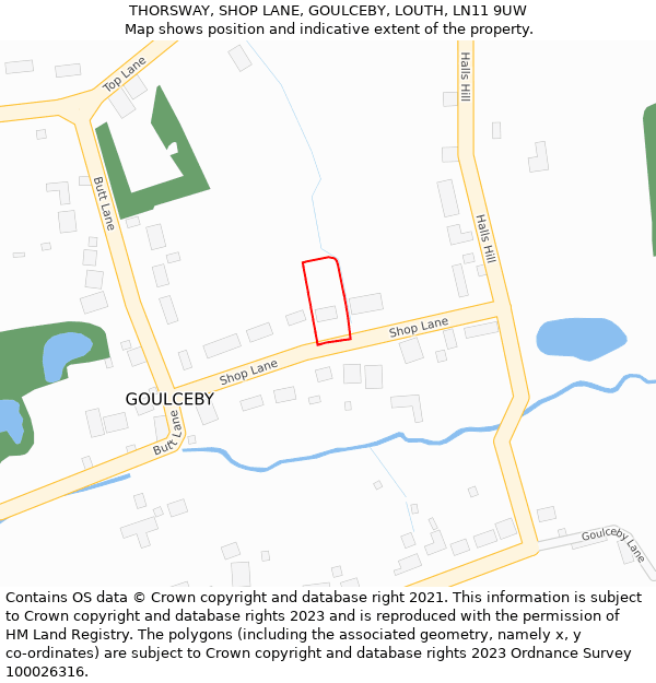 THORSWAY, SHOP LANE, GOULCEBY, LOUTH, LN11 9UW: Location map and indicative extent of plot