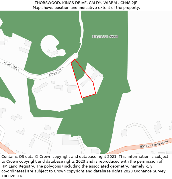 THORSWOOD, KINGS DRIVE, CALDY, WIRRAL, CH48 2JF: Location map and indicative extent of plot