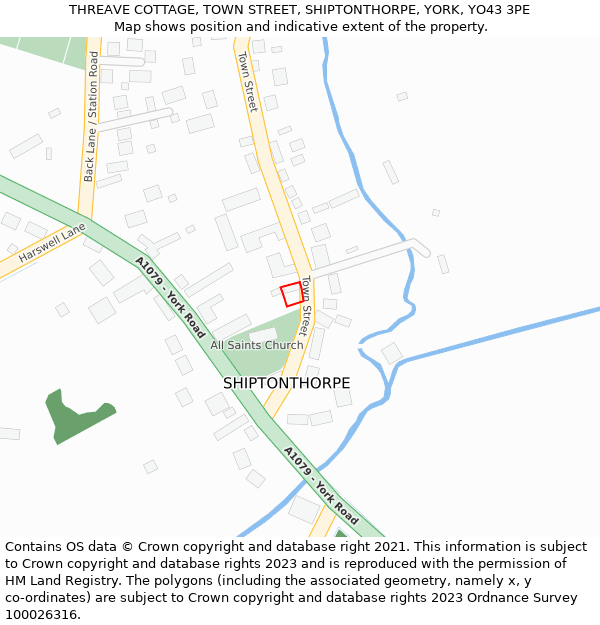 THREAVE COTTAGE, TOWN STREET, SHIPTONTHORPE, YORK, YO43 3PE: Location map and indicative extent of plot