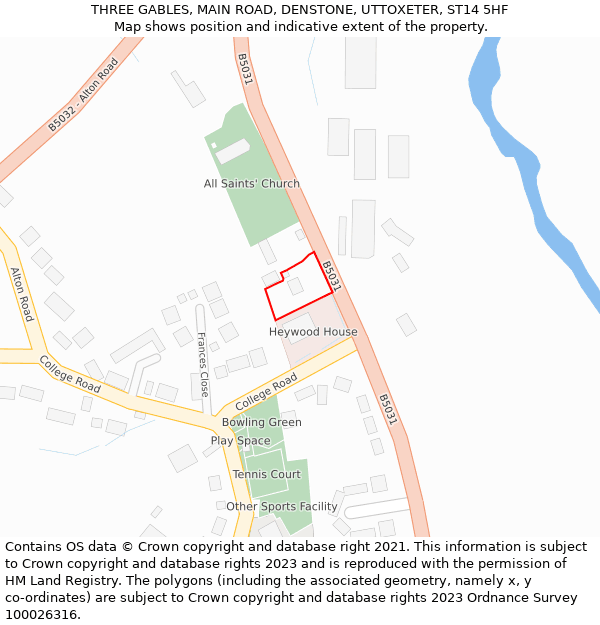 THREE GABLES, MAIN ROAD, DENSTONE, UTTOXETER, ST14 5HF: Location map and indicative extent of plot