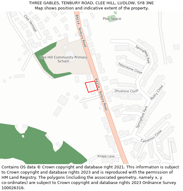 THREE GABLES, TENBURY ROAD, CLEE HILL, LUDLOW, SY8 3NE: Location map and indicative extent of plot