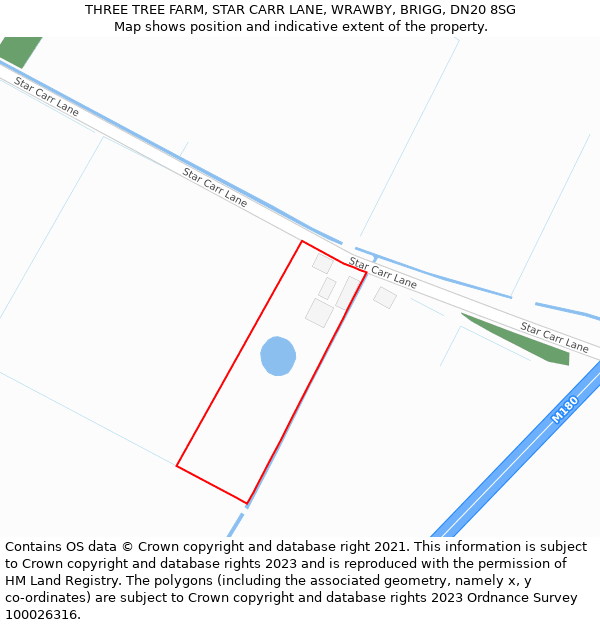 THREE TREE FARM, STAR CARR LANE, WRAWBY, BRIGG, DN20 8SG: Location map and indicative extent of plot