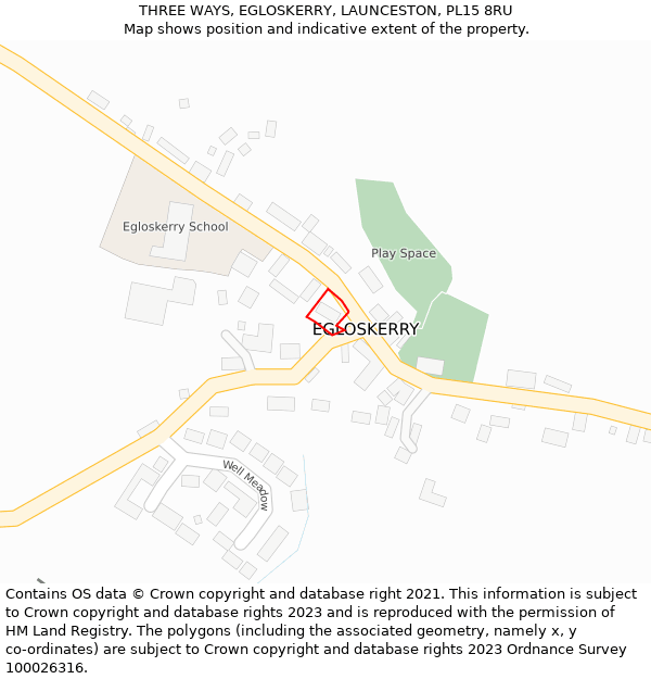 THREE WAYS, EGLOSKERRY, LAUNCESTON, PL15 8RU: Location map and indicative extent of plot