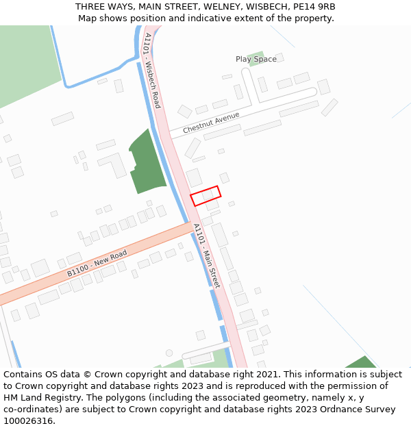 THREE WAYS, MAIN STREET, WELNEY, WISBECH, PE14 9RB: Location map and indicative extent of plot