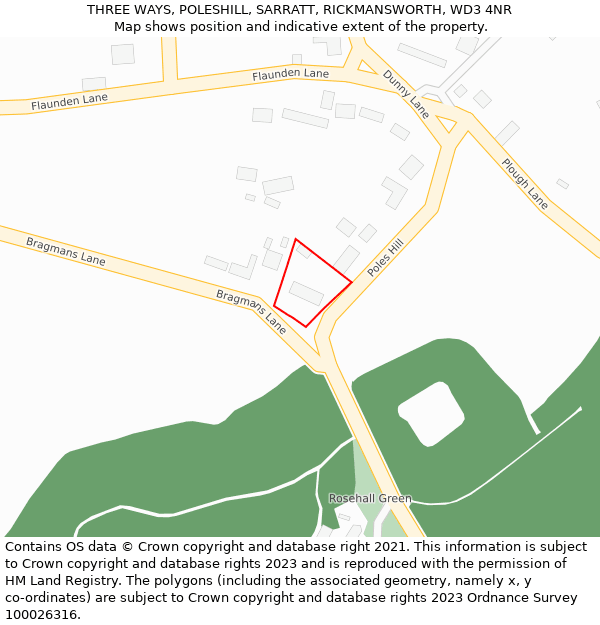 THREE WAYS, POLESHILL, SARRATT, RICKMANSWORTH, WD3 4NR: Location map and indicative extent of plot