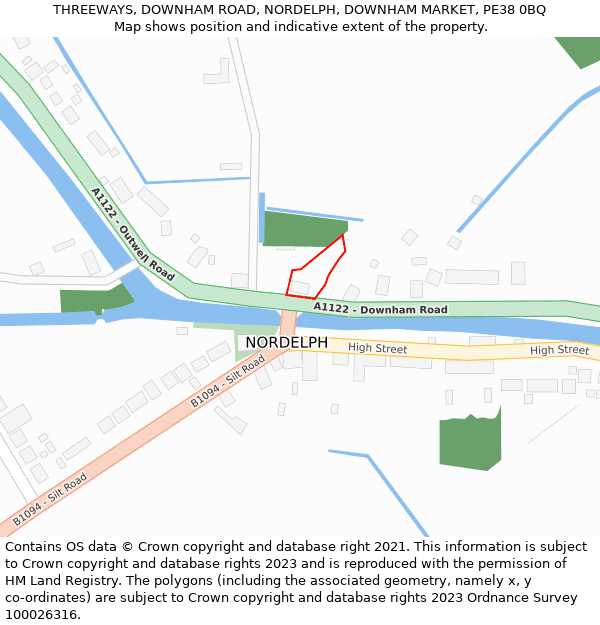 THREEWAYS, DOWNHAM ROAD, NORDELPH, DOWNHAM MARKET, PE38 0BQ: Location map and indicative extent of plot