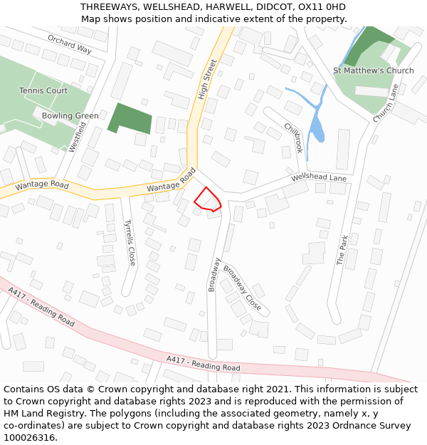 THREEWAYS, WELLSHEAD, HARWELL, DIDCOT, OX11 0HD: Location map and indicative extent of plot