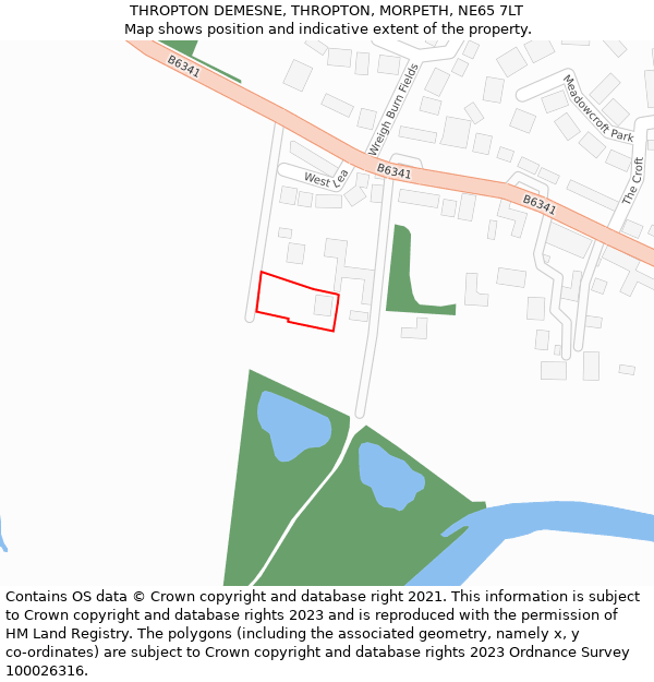 THROPTON DEMESNE, THROPTON, MORPETH, NE65 7LT: Location map and indicative extent of plot
