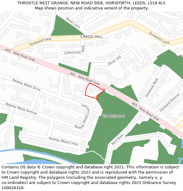 THROSTLE NEST GRANGE, NEW ROAD SIDE, HORSFORTH, LEEDS, LS18 4LS: Location map and indicative extent of plot