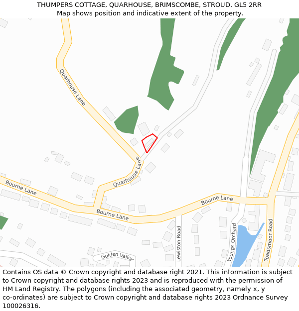 THUMPERS COTTAGE, QUARHOUSE, BRIMSCOMBE, STROUD, GL5 2RR: Location map and indicative extent of plot