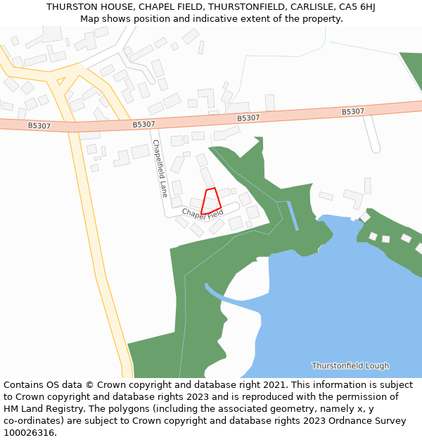 THURSTON HOUSE, CHAPEL FIELD, THURSTONFIELD, CARLISLE, CA5 6HJ: Location map and indicative extent of plot