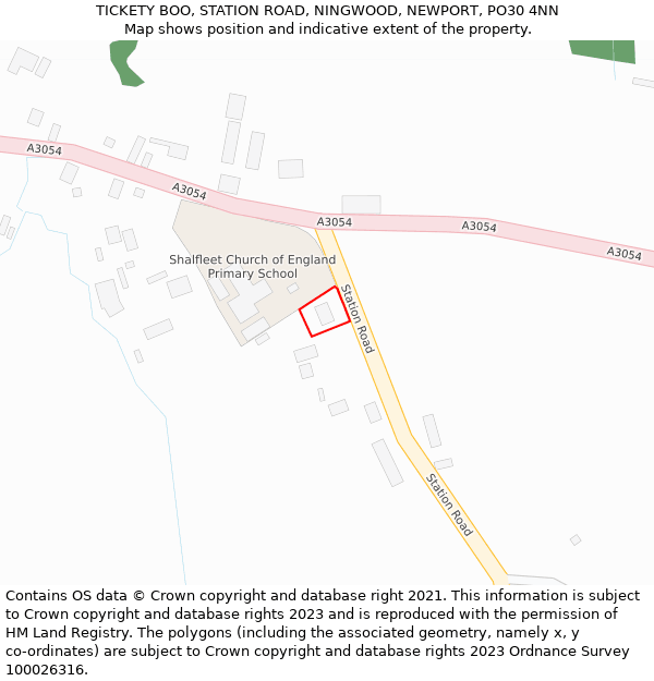 TICKETY BOO, STATION ROAD, NINGWOOD, NEWPORT, PO30 4NN: Location map and indicative extent of plot