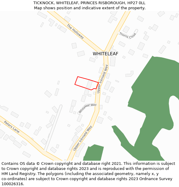 TICKNOCK, WHITELEAF, PRINCES RISBOROUGH, HP27 0LL: Location map and indicative extent of plot