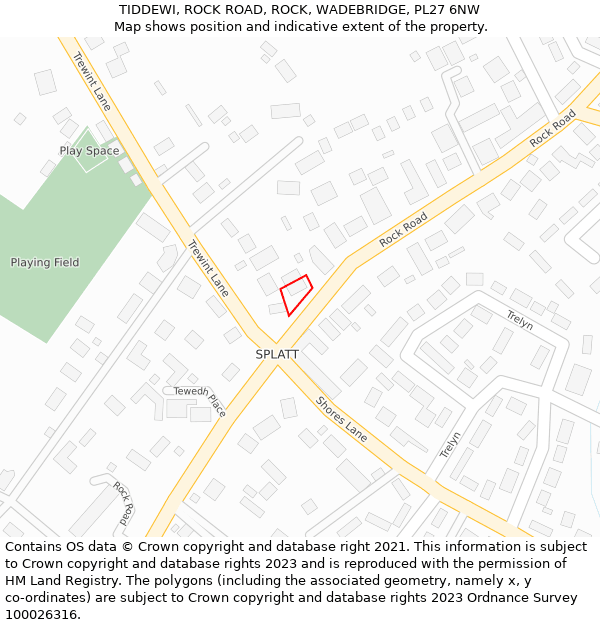 TIDDEWI, ROCK ROAD, ROCK, WADEBRIDGE, PL27 6NW: Location map and indicative extent of plot