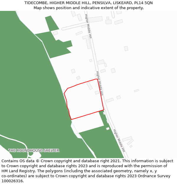 TIDECOMBE, HIGHER MIDDLE HILL, PENSILVA, LISKEARD, PL14 5QN: Location map and indicative extent of plot