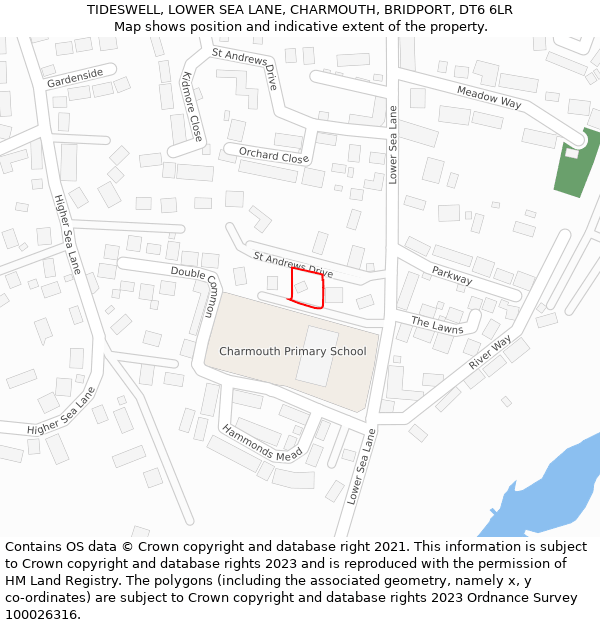 TIDESWELL, LOWER SEA LANE, CHARMOUTH, BRIDPORT, DT6 6LR: Location map and indicative extent of plot