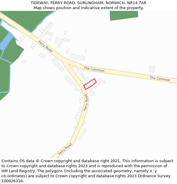 TIDEWAY, FERRY ROAD, SURLINGHAM, NORWICH, NR14 7AR: Location map and indicative extent of plot