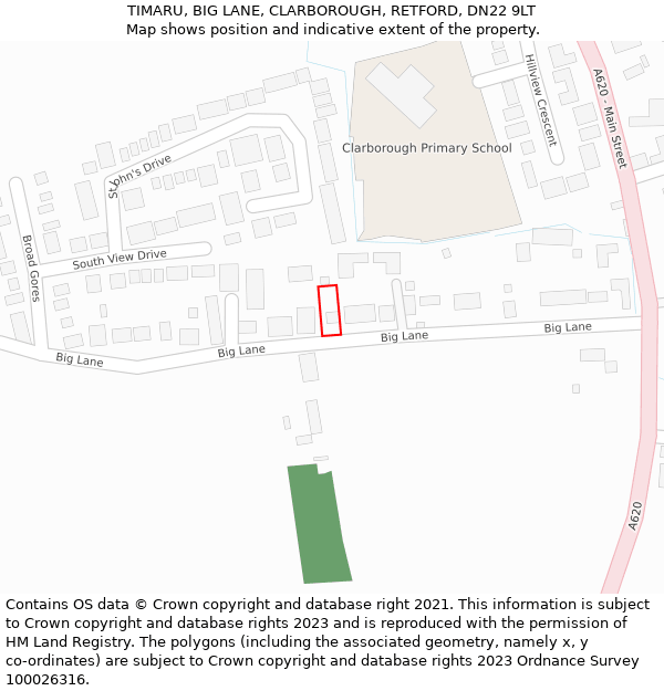 TIMARU, BIG LANE, CLARBOROUGH, RETFORD, DN22 9LT: Location map and indicative extent of plot