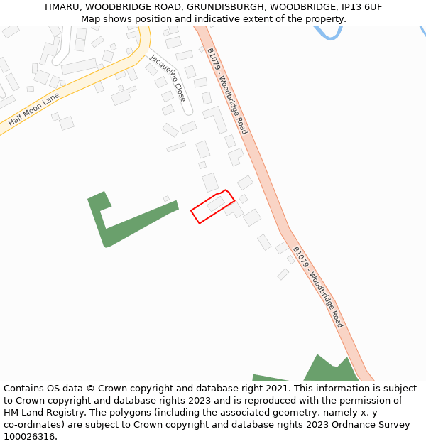 TIMARU, WOODBRIDGE ROAD, GRUNDISBURGH, WOODBRIDGE, IP13 6UF: Location map and indicative extent of plot