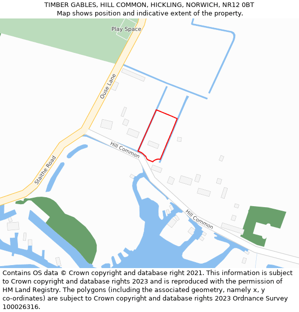 TIMBER GABLES, HILL COMMON, HICKLING, NORWICH, NR12 0BT: Location map and indicative extent of plot