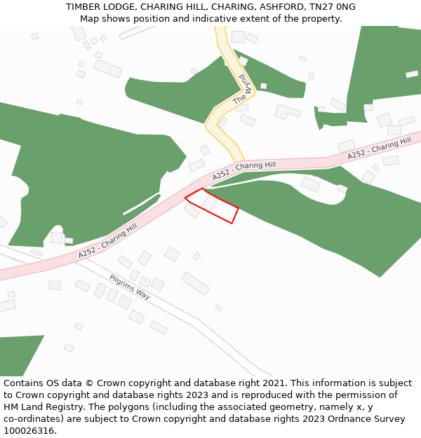 TIMBER LODGE, CHARING HILL, CHARING, ASHFORD, TN27 0NG: Location map and indicative extent of plot