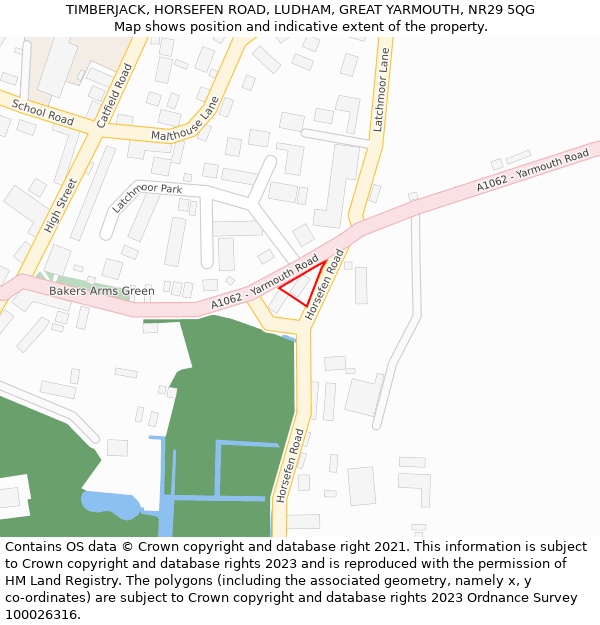 TIMBERJACK, HORSEFEN ROAD, LUDHAM, GREAT YARMOUTH, NR29 5QG: Location map and indicative extent of plot