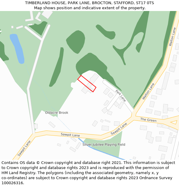 TIMBERLAND HOUSE, PARK LANE, BROCTON, STAFFORD, ST17 0TS: Location map and indicative extent of plot