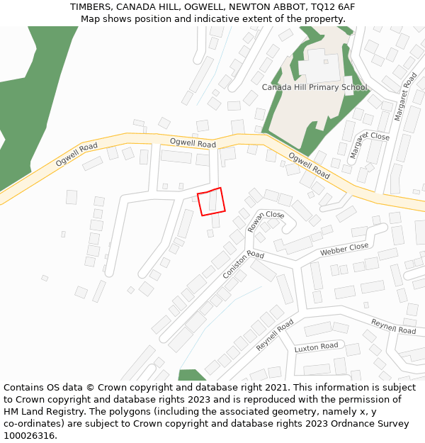 TIMBERS, CANADA HILL, OGWELL, NEWTON ABBOT, TQ12 6AF: Location map and indicative extent of plot