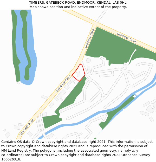 TIMBERS, GATEBECK ROAD, ENDMOOR, KENDAL, LA8 0HL: Location map and indicative extent of plot