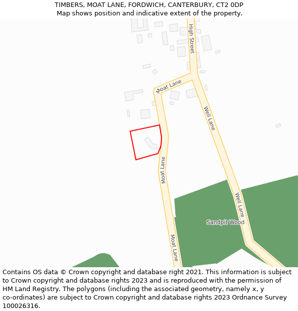 TIMBERS, MOAT LANE, FORDWICH, CANTERBURY, CT2 0DP: Location map and indicative extent of plot