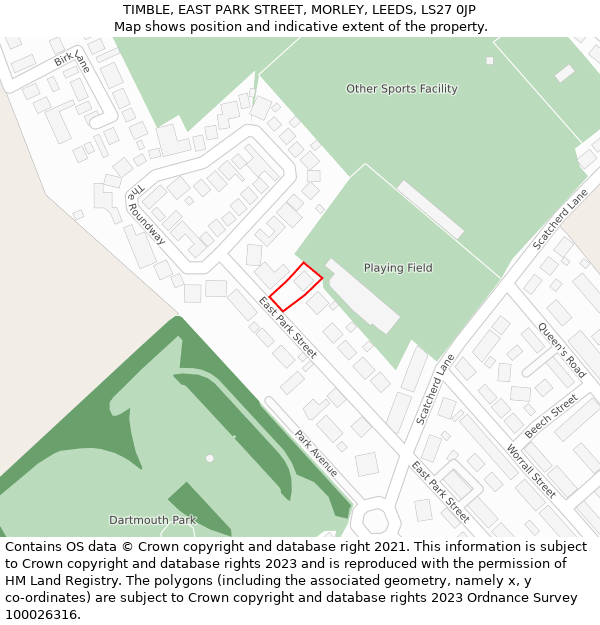 TIMBLE, EAST PARK STREET, MORLEY, LEEDS, LS27 0JP: Location map and indicative extent of plot