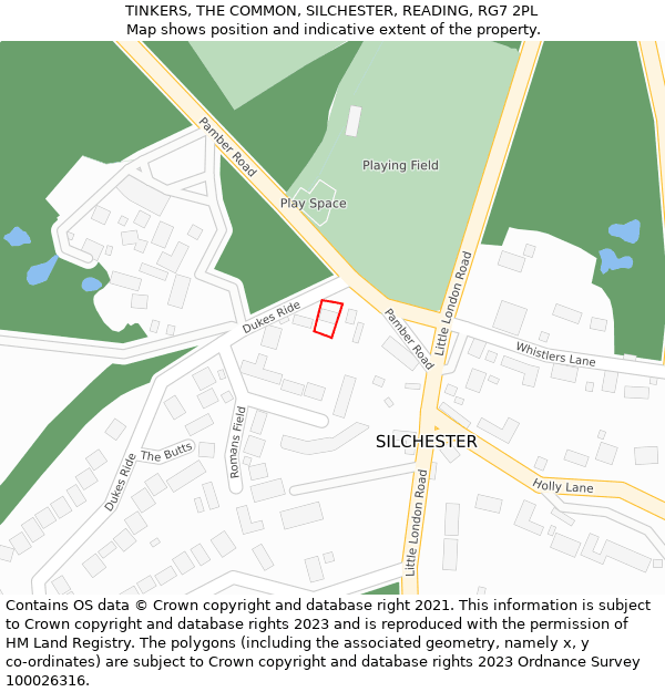 TINKERS, THE COMMON, SILCHESTER, READING, RG7 2PL: Location map and indicative extent of plot