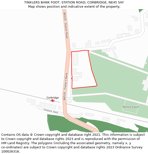 TINKLERS BANK FOOT, STATION ROAD, CORBRIDGE, NE45 5AY: Location map and indicative extent of plot