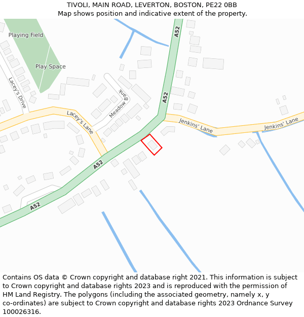 TIVOLI, MAIN ROAD, LEVERTON, BOSTON, PE22 0BB: Location map and indicative extent of plot