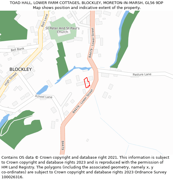 TOAD HALL, LOWER FARM COTTAGES, BLOCKLEY, MORETON-IN-MARSH, GL56 9DP: Location map and indicative extent of plot