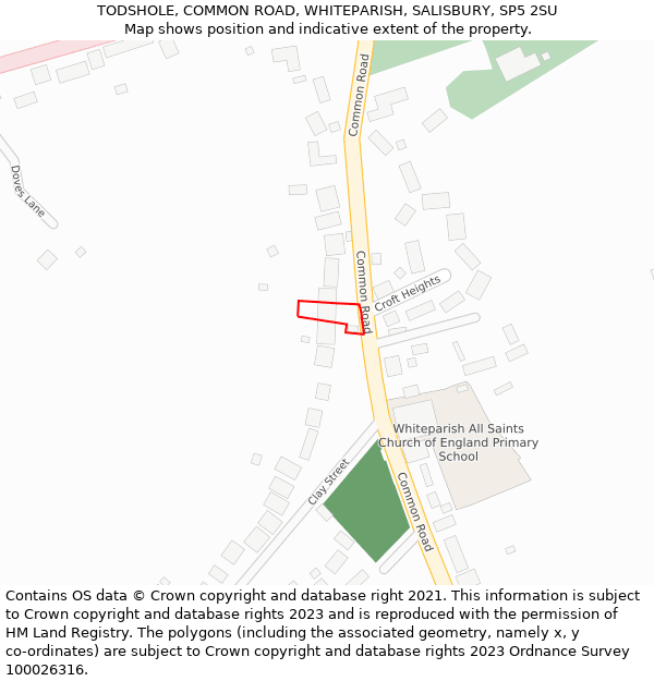 TODSHOLE, COMMON ROAD, WHITEPARISH, SALISBURY, SP5 2SU: Location map and indicative extent of plot