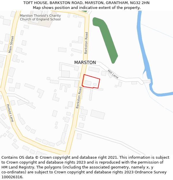 TOFT HOUSE, BARKSTON ROAD, MARSTON, GRANTHAM, NG32 2HN: Location map and indicative extent of plot