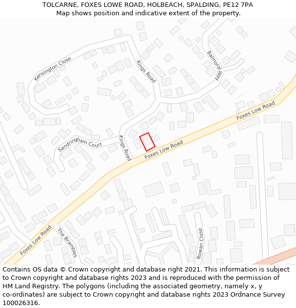 TOLCARNE, FOXES LOWE ROAD, HOLBEACH, SPALDING, PE12 7PA: Location map and indicative extent of plot