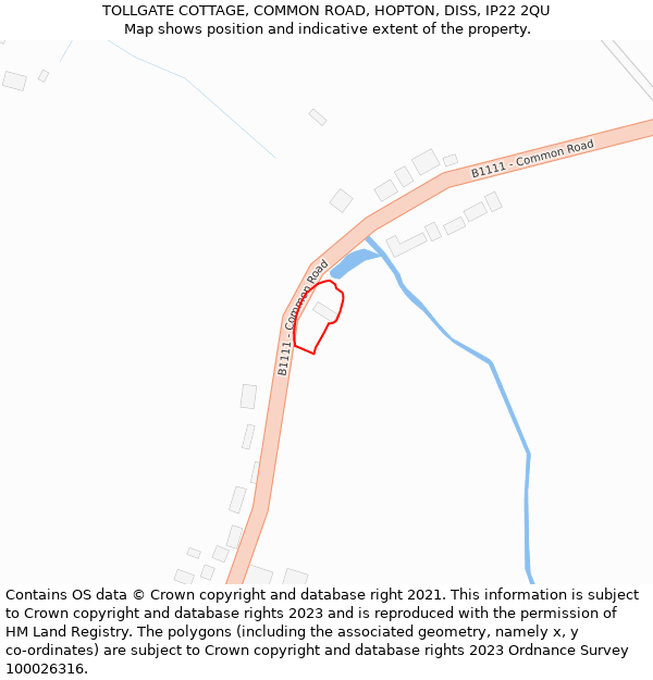 TOLLGATE COTTAGE, COMMON ROAD, HOPTON, DISS, IP22 2QU: Location map and indicative extent of plot