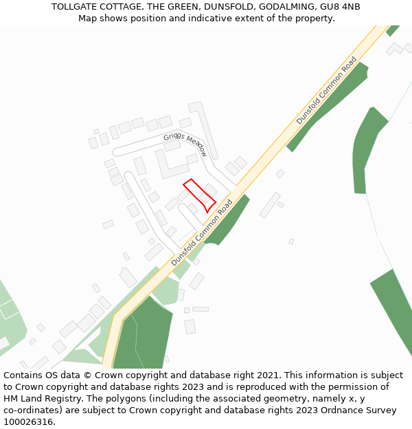 TOLLGATE COTTAGE, THE GREEN, DUNSFOLD, GODALMING, GU8 4NB: Location map and indicative extent of plot